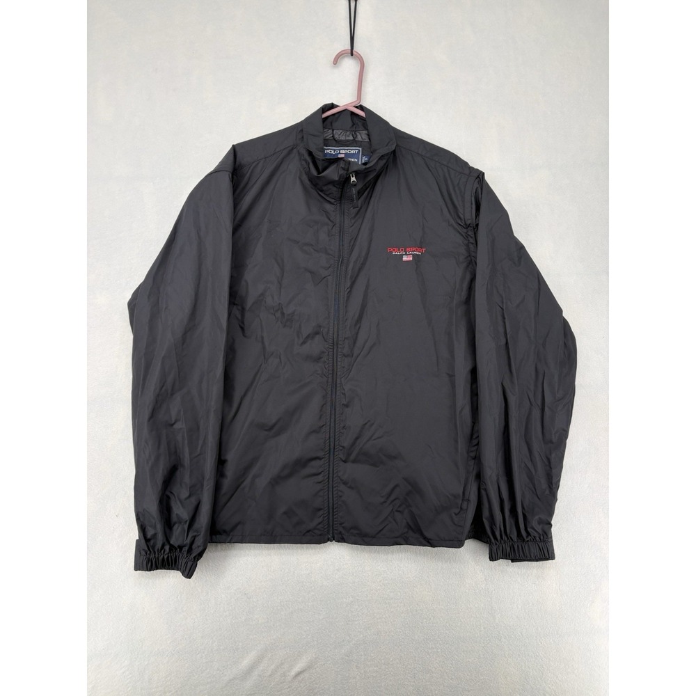 Polo Sport Ralph Lauren Mens XL Black Full Zip Windbreaker Jacket Sporty